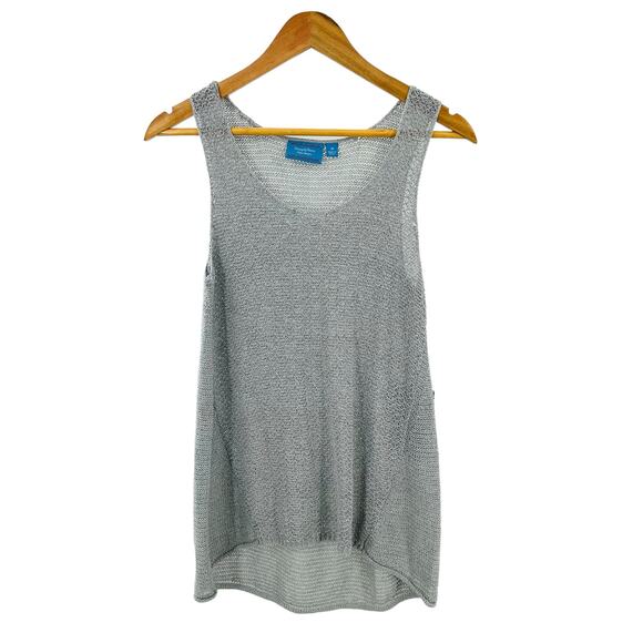 Vera Wang NWT Silver Gray Mesh‎ Tank Top medium - Picture 1 of 6